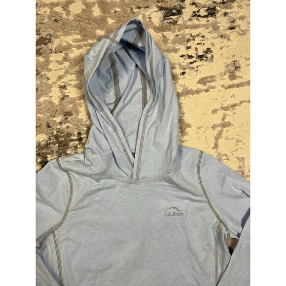 LL Bean No Fly Zone Hoodie Womens Small Blue Base Layer Long Sleeve Stretch - Picture 4 of 13